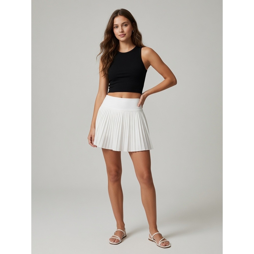 GapFit White Pleated Tennis Athleisure Skort Preppy Tenniscore Large Sporty